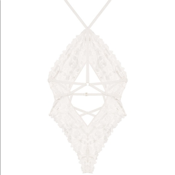 VS SEXY White Strappy Floral Embroidered Teddy